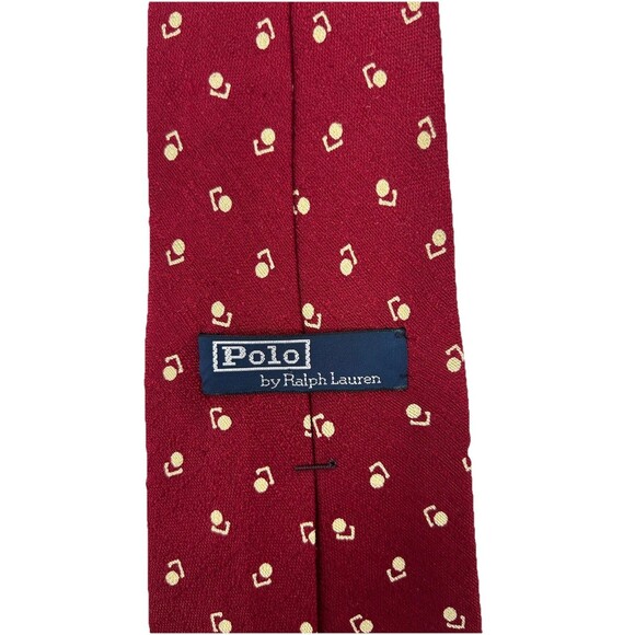 Vintage Polo by Ralph Lauren Red Geometric Pattern Handmade Silk Tie  58.5" x 4" - Picture 4 of 6